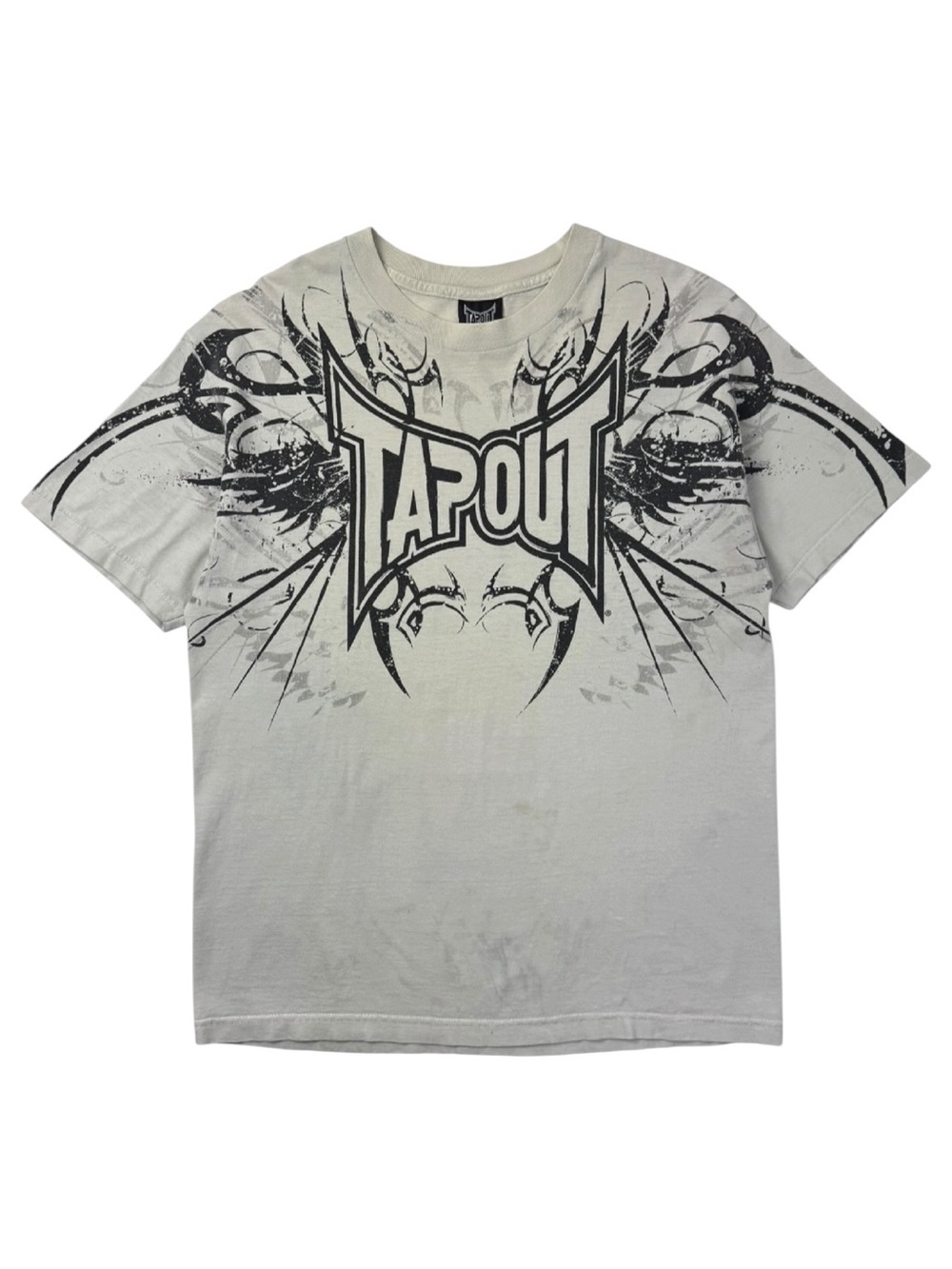 Vintage Y2K 2000s Tapout MMA Cyber Tattoo Style Tough Goth Punk Skate T-Shirt